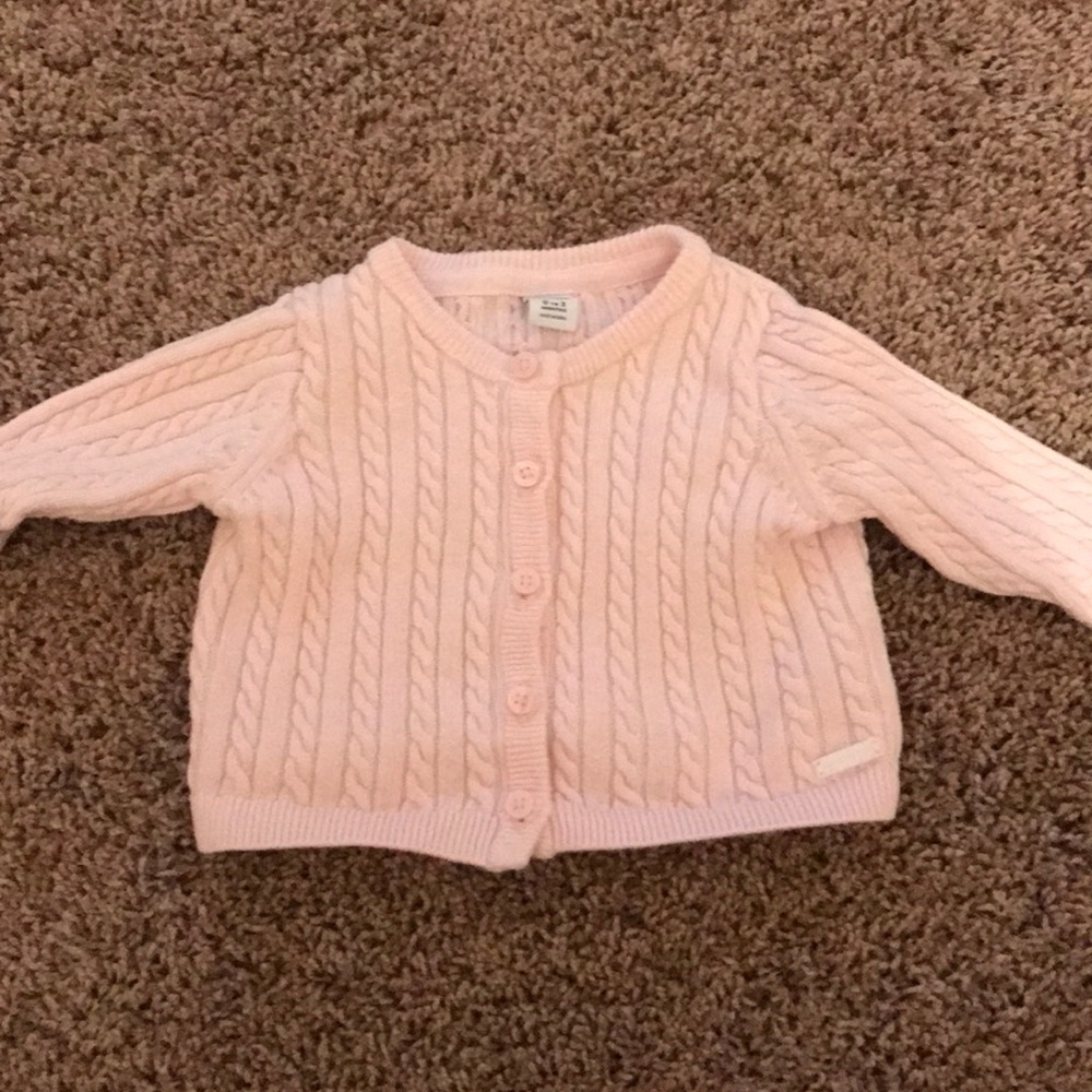 Janie and jack light pink cablenet classic sweater